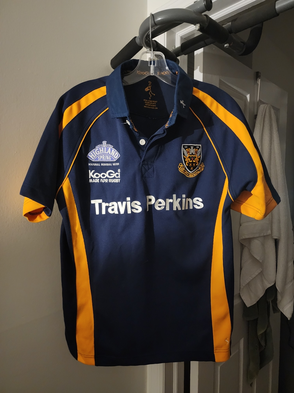 Kooga Men's Navy & Yellow Rugby Polo Shirt